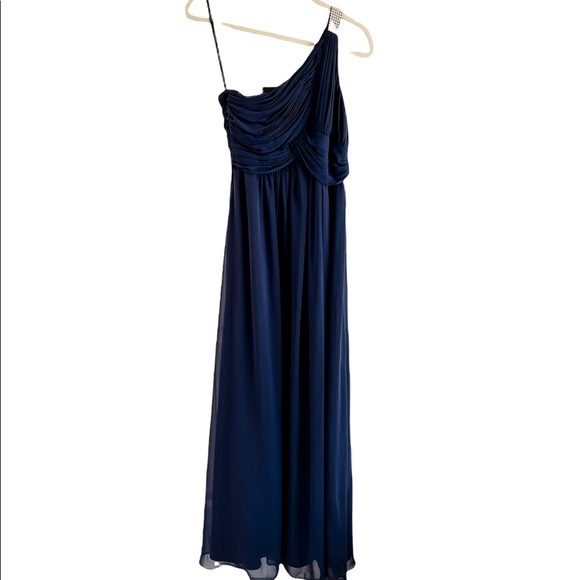 Calvin Klein Navy Blue One Pearlescent Strap Gathered Front Gown Size 6 - Picture 1 of 10